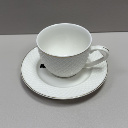 Чашка з блюдцем порцелянова 250 мл Кристал Grazie TNC7125 / 12948 біла