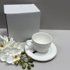 Чашка з блюдцем порцелянова 250 мл Перлина Grazie TNC7125 / 12832 біла