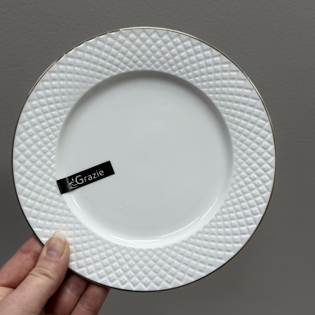Тарілка пиріжкова порцелянова кругла d-18 см Кристал Grazie TNC7125 / 12887 біла