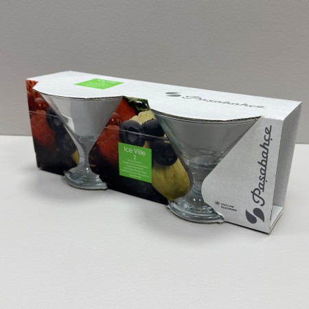 Набір скляних креманок для морозива, желе та десертів 2 шт 185 мл d-10,5 см, h-10 см Pasabahce Ice Ville 440410