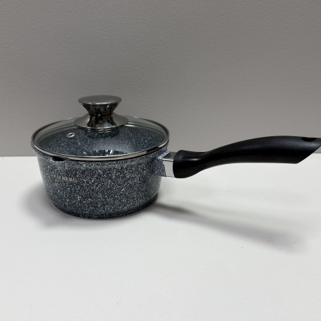 Ківш з кришкою d-16 см, h-8 см 1,3 л із мармуровим антипригарним  покриттям ZAUBERG 0716-SN сірий