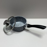 Ківш з кришкою d-16 см, h-8 см 1,3 л із мармуровим антипригарним  покриттям ZAUBERG 0716-SN сірий
