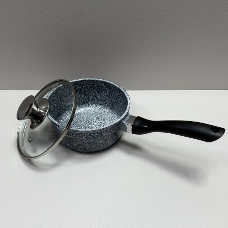Ківш з кришкою d-16 см, h-8 см 1,3 л із мармуровим антипригарним  покриттям ZAUBERG 0716-SN сірий