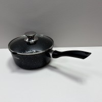 Ківш з кришкою d-20 см, h-9 см 2,3 л із мармуровим антипригарним  покриттям ZAUBERG 0720-BL чорний