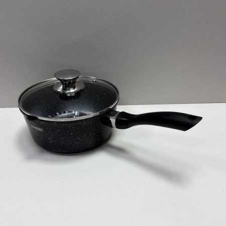 Ківш з кришкою d-20 см, h-9 см 2,3 л із мармуровим антипригарним  покриттям ZAUBERG 0720-BL чорний