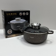 Каструля алюмінієва d-22 см, h-10 см 3,2 л із мармуровим антипригарним  покриттям ZAUBERG 0322-CH коричнева