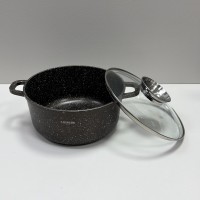 Каструля алюмінієва d-24 см, h-11,5 см 4,5 л із мармуровим антипригарним  покриттям ZAUBERG 0324-CH коричнева