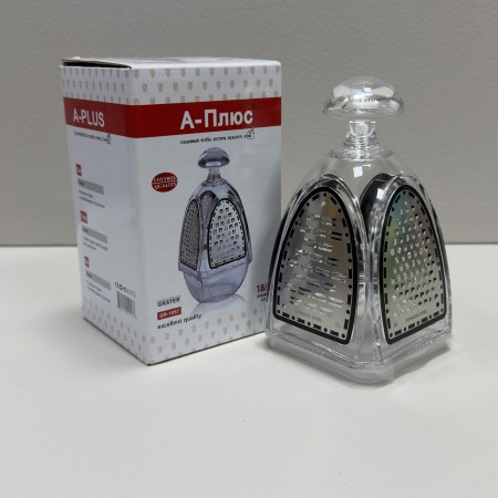 Тертка 4-гранна з контейнером 7,5х7,5х12,3 см A-PLUS GR-1057 прозора