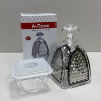 Тертка 4-гранна з контейнером 7,5х7,5х12,3 см A-PLUS GR-1057 прозора