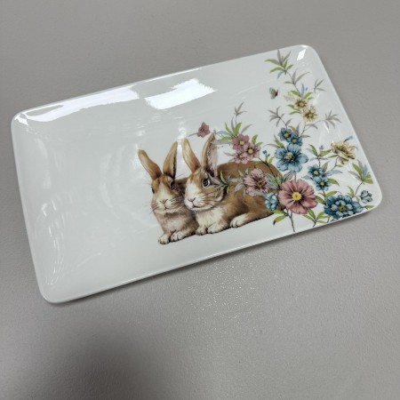 Блюдо порцелянове прямокутне 25,5х15х1 см Happy Rabbit BonaDi 311-125