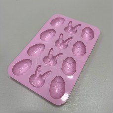 Силіконова форма для льоду і цукерок "Великодня" 23х15х2 см Stenson MH-5257 рожева
