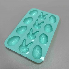 Силіконова форма для льоду і цукерок "Великодня" 23х15х2 см Stenson MH-5257 бірюзова