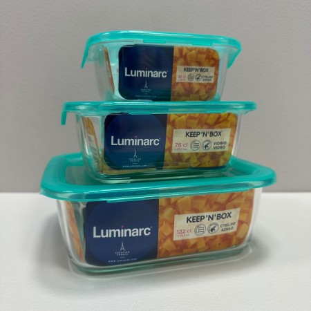 Набір контейнерів квадратних 380 мл, 760 мл, 1220 мл Luminarc Keep'n Box 5522/5521/5520