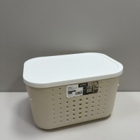 Корзина пластикова з кришкою 26,9х18,7х16 см 6,2 л Lova Plastik LV-351 бежева
