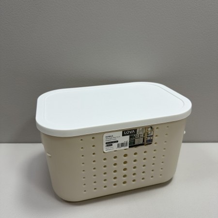 Корзина пластикова з кришкою 26,9х18,7х16 см 6,2 л Lova Plastik LV-351 бежева