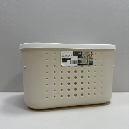 Корзина пластикова з кришкою 26,9х18,7х16 см 6,2 л Lova Plastik LV-351 бежева