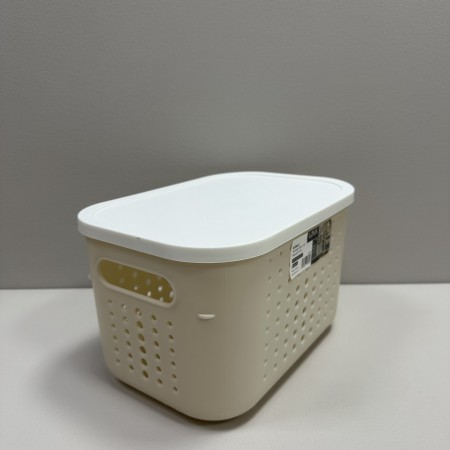 Корзина пластикова з кришкою 26,9х18,7х16 см 6,2 л Lova Plastik LV-351 бежева