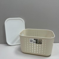 Корзина пластикова з кришкою 26,9х18,7х16 см 6,2 л Lova Plastik LV-351 бежева