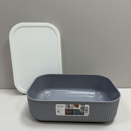 Корзина пластикова з кришкою 26,7х18,5х8 см 3,2 л Lova Plastik LV-332 сіра