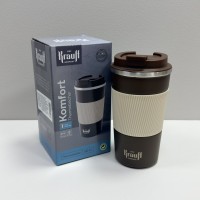 Термочашка 510 мл Krauff Komfort 26-309-012 коричнева з бежевим