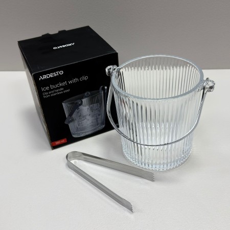 Відро для льоду із щипцями 980 мл скляне Iceberg Ardesto AR5045