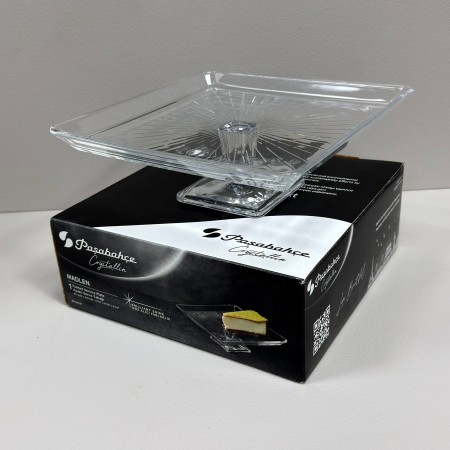 Блюдо на ніжці скляне квадратне 23,5х23,5х8,1 см Crystallin Pasabahce Madlen 950007