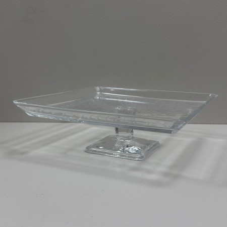 Блюдо на ніжці скляне квадратне 23,5х23,5х8,1 см Crystallin Pasabahce Madlen 950007