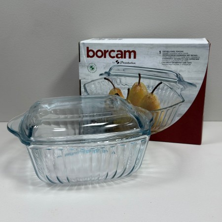Каструля скляна зі скляною кришкою 2 л 23,2х19х10 см Borcam Pasabahce 59029
