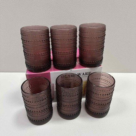 Набір склянок високих скляних 6 шт 350 мл h-12,2 см, d-7,7 см Dragon Eye Pink EDC05-05/4