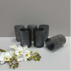 Набір склянок високих скляних 6 шт 350 мл h-12,2 см, d-7,7 см Dragon Eye Black EDC05-05/1 сірий