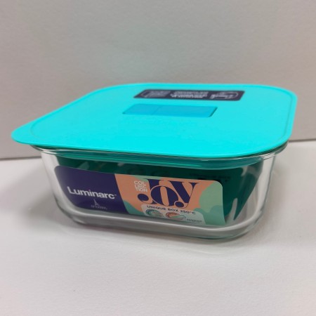 Контейнер 1100 мл 17,5х17,5х7 см Luminarc Pure Box Unique JOY X1545 бірюза
