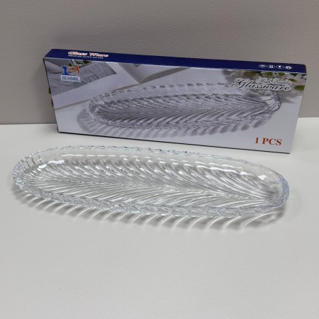 Блюдо скляне овальне 39,7х13,5х3 см Yujing GlassWare 9069/0288-0