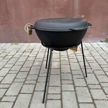 Казан чавунний 15 л з кришкою-сковородою гриль Maysternya V15-1CP Gr