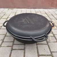 Казан чавунний 15 л з кришкою-сковородою гриль Maysternya V15-1CP Gr