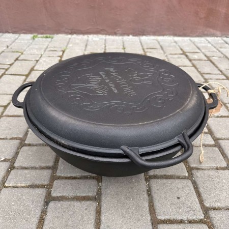Казан чавунний 15 л з кришкою-сковородою гриль Maysternya V15-1CP Gr