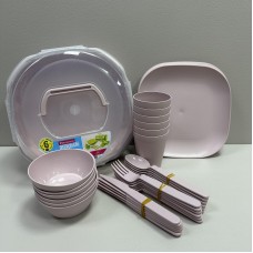 Набір для пікніка 6 персон 38 предметів PREMIUM Ucsan Plastik M-751 рожевий