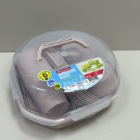Набір для пікніка 6 персон 38 предметів PREMIUM Ucsan Plastik M-751 рожевий