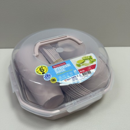 Набір для пікніка 6 персон 38 предметів PREMIUM Ucsan Plastik M-751 рожевий