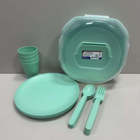 Набір для пікніка 4 персони 18 предметів Ucsan Plastik M-3975 бірюзовий