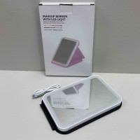 Дзеркало косметичне акумуляторне з LED-підсвіткою в чохлі 19х13х1,8 см 3 режими A-Plus M003 чорне
