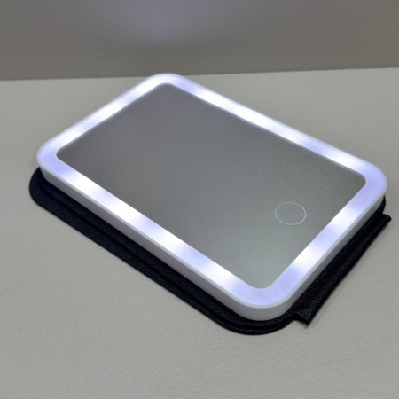Дзеркало косметичне акумуляторне з LED-підсвіткою в чохлі 19х13х1,8 см 3 режими A-Plus M003 чорне