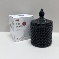 Цукорниця з кришкою скляна 250 мл Olens 102-278 чорна