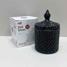 Цукорниця з кришкою скляна 250 мл Olens 102-278 чорна