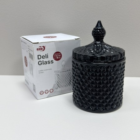 Цукорниця з кришкою скляна 250 мл Olens 102-278 чорна
