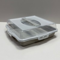 Тортівниця з кришкою квадратна 30х30х9,5 см Алеана 169003 какао/прозора