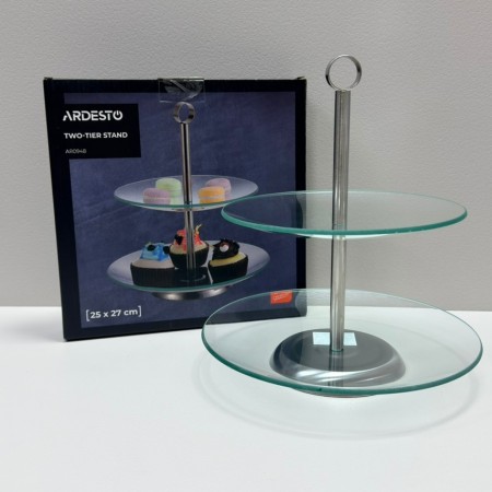Фруктівниця-блюдо скляна 2-х ярусна 25х25х27,5 см Ardesto Gemini AR0948 