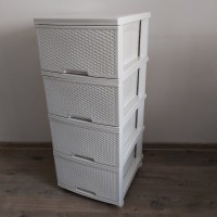 Комод пластиковий 46,5 x 39,5 x 95,5 см Алеана Ротанг 123093 біла троянда