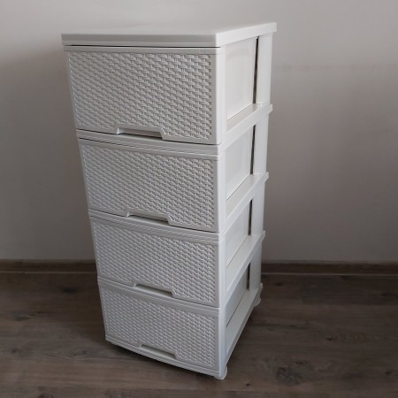 Комод пластиковий 46,5 x 39,5 x 95,5 см Алеана Ротанг 123093 біла троянда