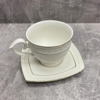 Чашка з блюдцем 90 мл кругла фарфорова біла Снігова королева Interos 506707-A-90