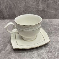 Чашка з блюдцем 90 мл кругла фарфорова біла Снігова королева Interos 506707-A-90